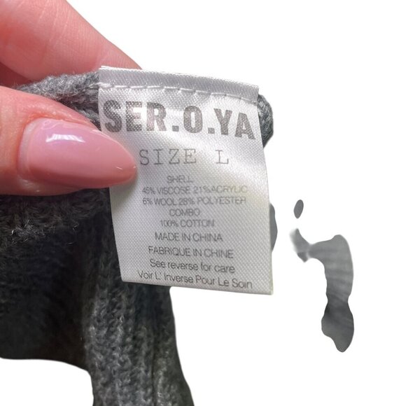 Ser.O.Ya Elodie Sweater Dress Large Gray Off Shoulder Ribbed Knit NWT - Picture 5 of 7